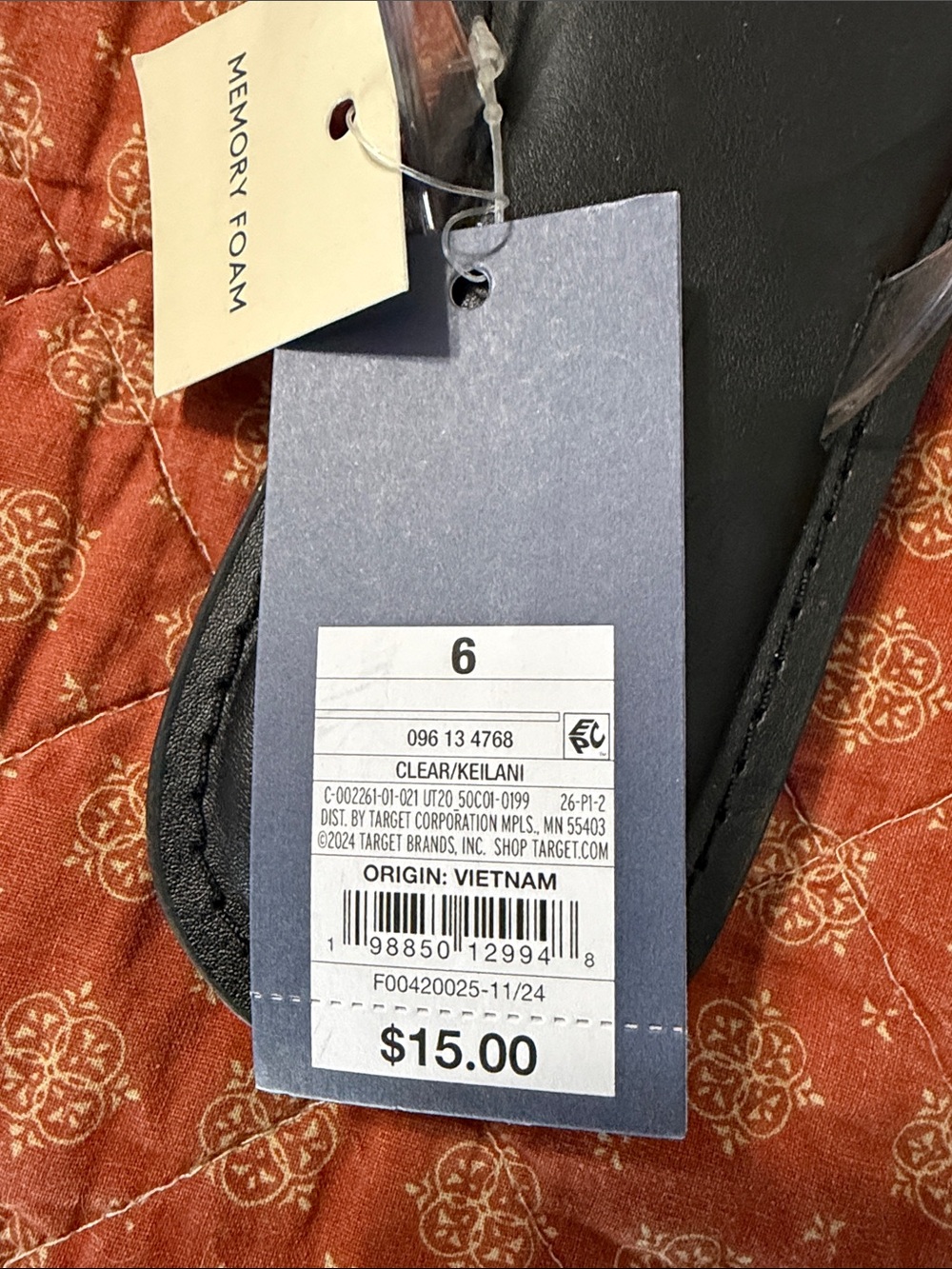 Universal Thread Black Flip Flop Sandals with Clear Straps - Picture 2 of 3
